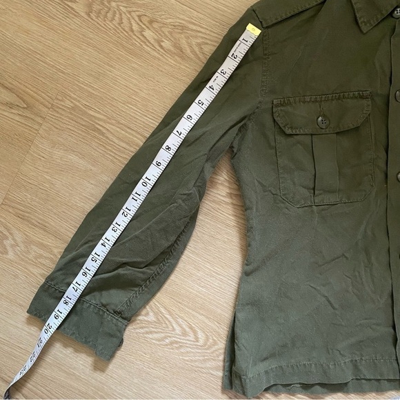90s Grunge Army Shirt Green Military Surplus Combat Utility Top - Picture 3 of 8